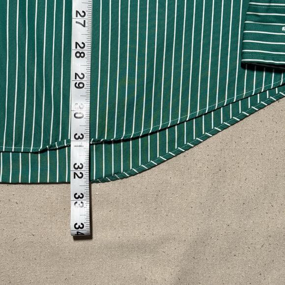 Vintage Ralph Lauren Button Down Shirt Custom Fit Mens XL Green White Striped - Picture 5 of 7